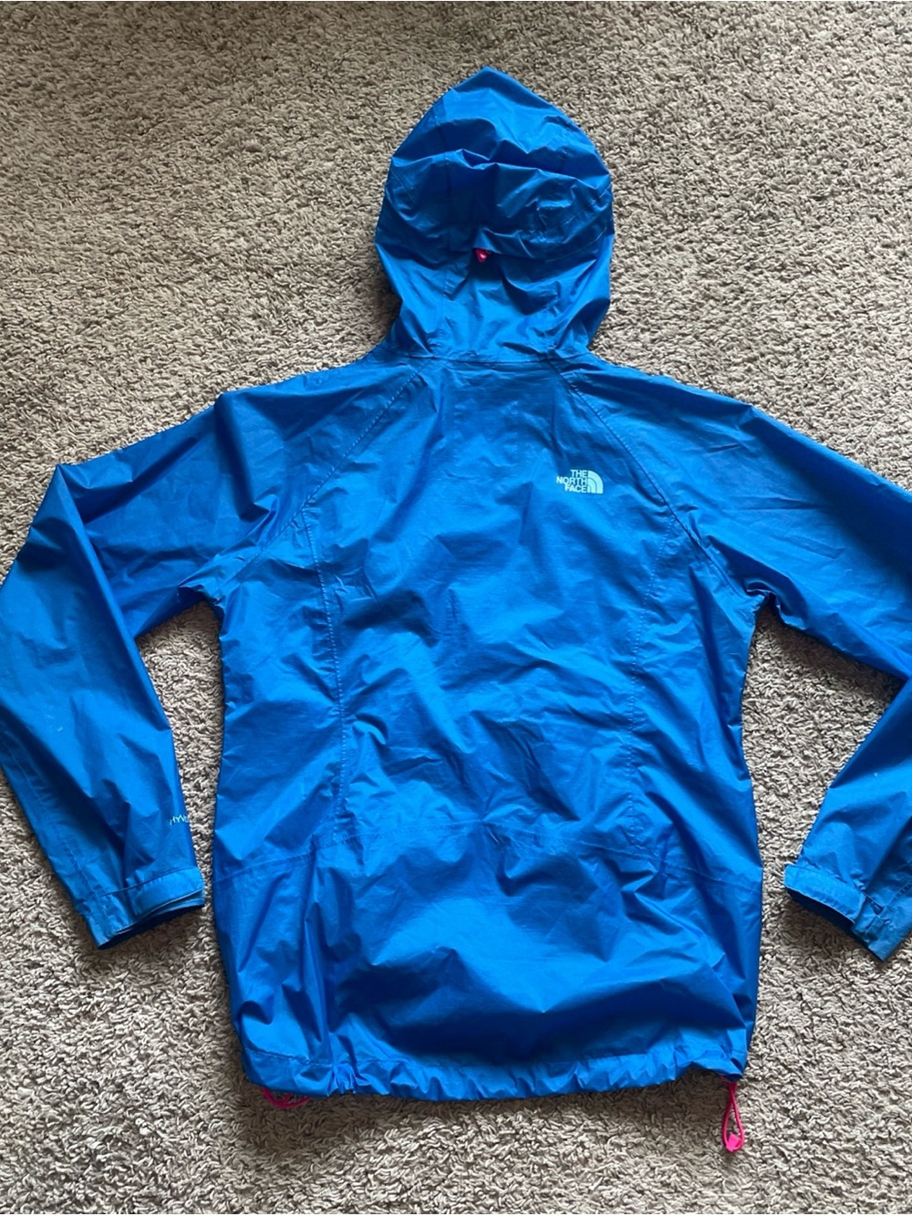 The North Face HyVent 2.5L Rain Jacket Women Medium Blue Waterproof Hooded Shell - Picture 13 of 16